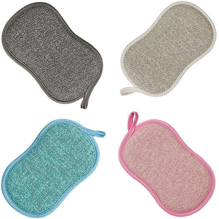 Microfiber Dish Sponges for Non-Stick Pots and Pans, Antibacterial, Reusable and Washable Scouring Pads, 4 Pack.