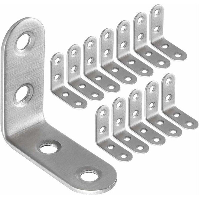 Stainless Steel Corner Brackets 40x40mm 13pcs Furniture Repair Silver Compatible with Furniture Brands.