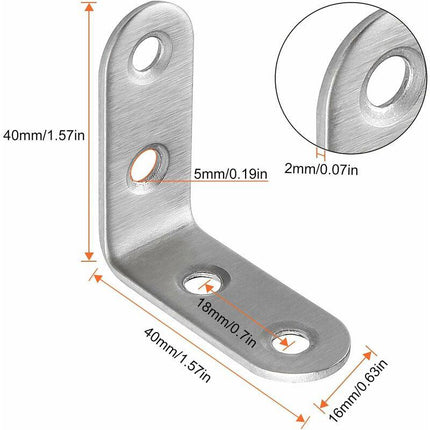 Stainless Steel Corner Brackets 40x40mm 13pcs Furniture Repair Silver Compatible with Furniture Brands.