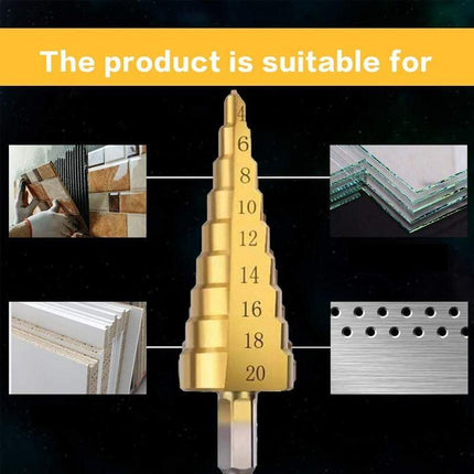 Step Drills Double Groove Countersink Drill High Speed Steel Cone Drill for Steel Wood, Plastic, Brass, Aluminum 3 pcs.