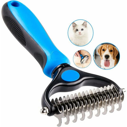 Professional Dog and Cat Dematting Comb for Long Hair Pets, Grooming Rake to Remove Undercoat.