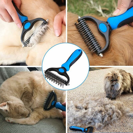 Professional Dog and Cat Dematting Comb for Long Hair Pets, Grooming Rake to Remove Undercoat.