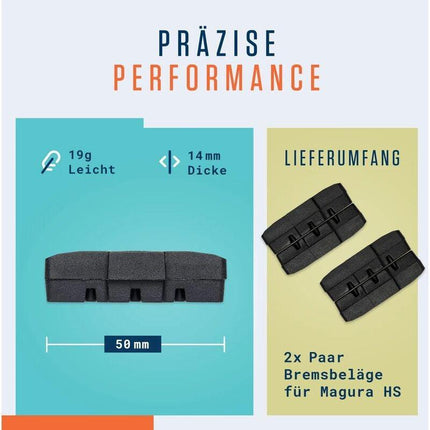 Magura HS Brake Pads - 2 Pairs 50mm, High Power Durable, Compatible with Magura HS11 HS22 HS33.
