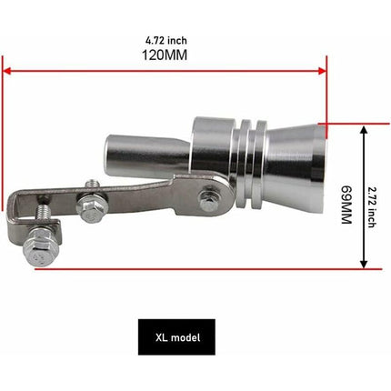 Turbo Whistle Simulator Aluminum Exhaust Whistle Universal Fit for 56mm to 85mm Pipes Exhaust Compatible with Universal Car.