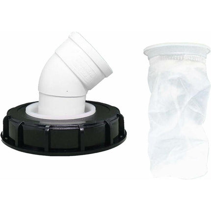 163mm Nylon Rainwater Filter with Lid, 45° Inlet, Washable, Compatible with IBC Water Tank DN 150.
