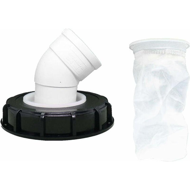 163mm Nylon Rainwater Filter with Lid, 45° Inlet, Washable, Compatible with IBC Water Tank DN 150.