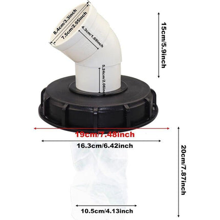 163mm Nylon Rainwater Filter with Lid, 45° Inlet, Washable, Compatible with IBC Water Tank DN 150.