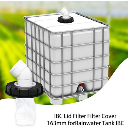 163mm Nylon Rainwater Filter with Lid, 45° Inlet, Washable, Compatible with IBC Water Tank DN 150.