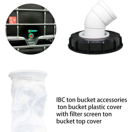 163mm Nylon Rainwater Filter with Lid, 45° Inlet, Washable, Compatible with IBC Water Tank DN 150.