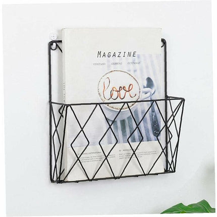 Metal Magazine Rack for Wall - Storage Shelf for Office, Living Room, Bedroom - Compatible with Newspapers, Books and Files.