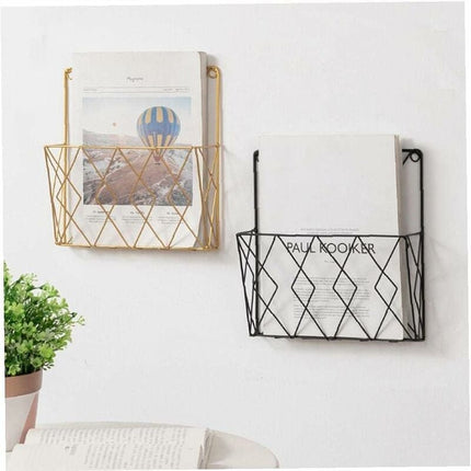 Metal Magazine Rack for Wall - Storage Shelf for Office, Living Room, Bedroom - Compatible with Newspapers, Books and Files.