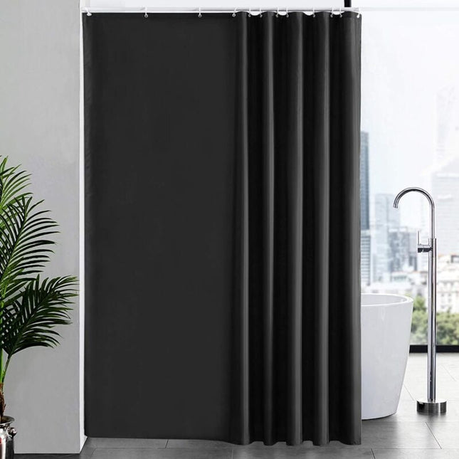 Waterproof Shower Curtain with Hooks - Anti-Mildew Washable Polyester Fabric - Black Bathroom Curtain 100x180cm.