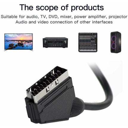Scart to RCA Cable Male 1.5m Audio Video Adapter Compatible with TV DVD VCR.