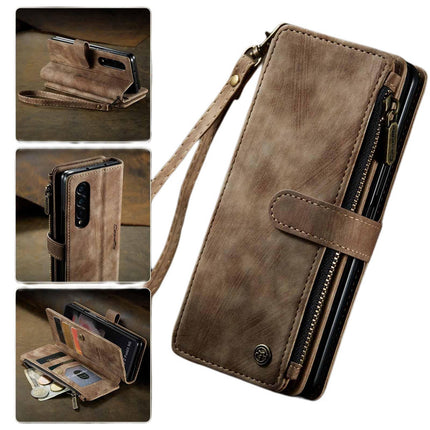 Compatible with Samsung Galaxy Z Fold 3 Case, Samsung, Retro Wallet Design, Card Slots, Magnetic Stand \u0026 Strap.