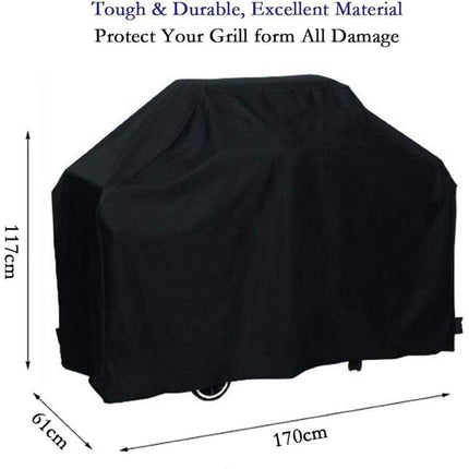 Grill Cover BBQ Protective Tarpaulin Anti-UV Anti-water Anti-moisture with Storage Bag Black (170 x 61 x 117cm).