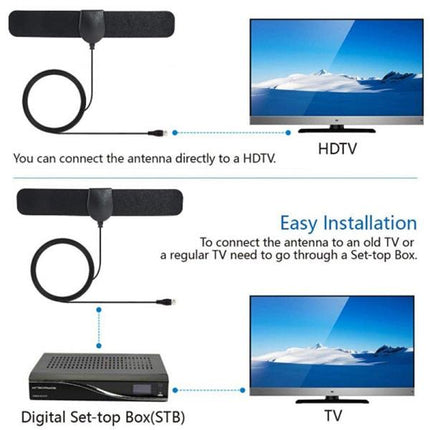 Digital Indoor HD Antenna 25 Mile Range 4K Compatible with TV One Size Black.