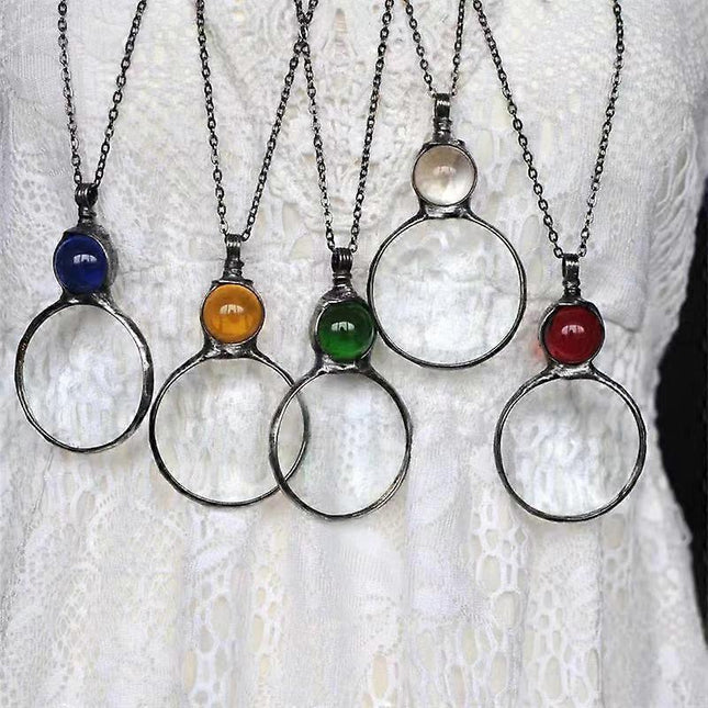Magnifying Glass Necklace for Reading, Elderly Gift, Book Accessory green.
