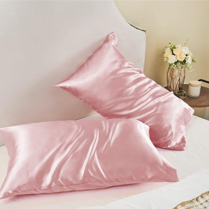 Satin Silk Pillowcase for Hair and Skin, Standard Size Pillowcase, 2-Pack, Super Soft Pillowcase with Envelope Closure.