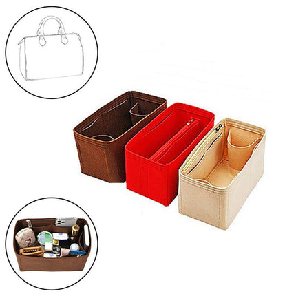 Bag Organizer Felt Fabric Insert 25 30 35 Makeup Handbag Khaki StyleC A.