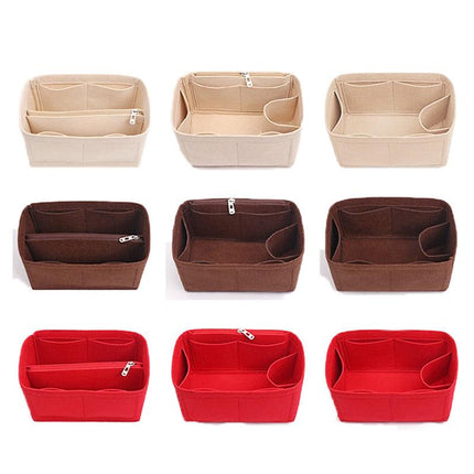 Bag Organizer Felt Fabric Insert 25 30 35 Makeup Handbag Khaki StyleC A.