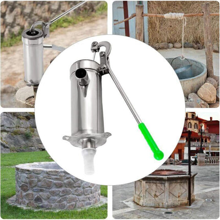 Hand Pump Manual Water Pump Stainless Steel Groundwater Up to 10m Depth.