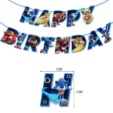 Sonic Birthday Theme Party Decoration Cartoon Accordion Flag Insert Balloon Set D.