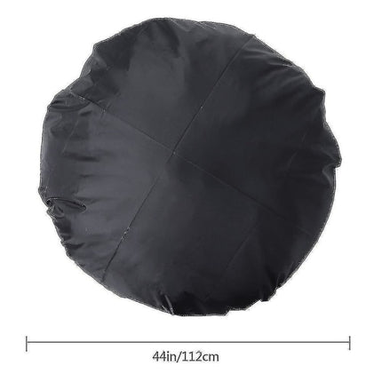 Outdoor Round Fire Pit Cover 112cm Waterproof Black Compatible with Patio.