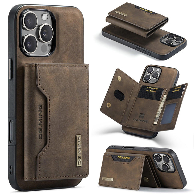 Magnetic iPhone 16 Pro Case with Card Pocket Compatible with iPhone 16 Pro Coffee Color.