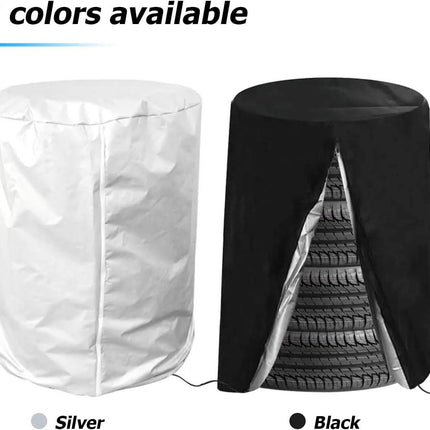 Tire Storage Cover, Universal Tire Cover for 4 Tires, Car Spare Tire Tire Storage Bag Case Protection (Silver).