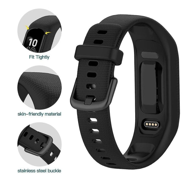 Compatible with Garmin Vivosmart 5 Wristbands, 3pcs Soft Silicone Replacement Sports Bands in Black White Blue.