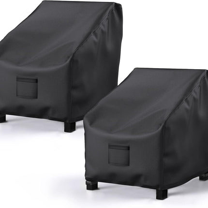 Garden Furniture Covers, Waterproof, 2-Pack, Lawn Mower Chair Covers 600D Heavy Duty Oxford Fabric, Large Covers for Lounge Chairs with Deep Seat.