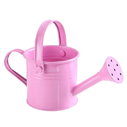 100% New, Mini Iron Watering Can, Spray Bottle, Metal Forging with Handle, Sprinkler Shower Pink.