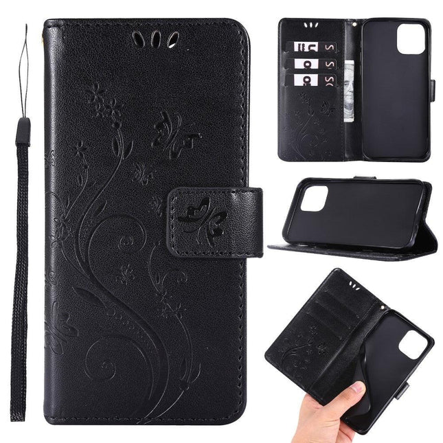 iPhone 12 / 12 Pro Floral Case Black, Compatible with iPhone.