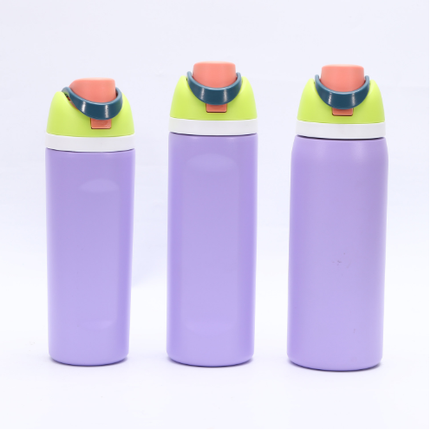 Insulated Stainless Steel Water Bottle with Straw,Purple color blocking & 24 oz, BPA-Free, for Travel, Sports, Outdoors.