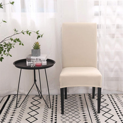 Dining Room Chair Covers, Stretchy Washable Removable Set of 6 Beige Seat Protectors Compatible with Hotel Chairs.