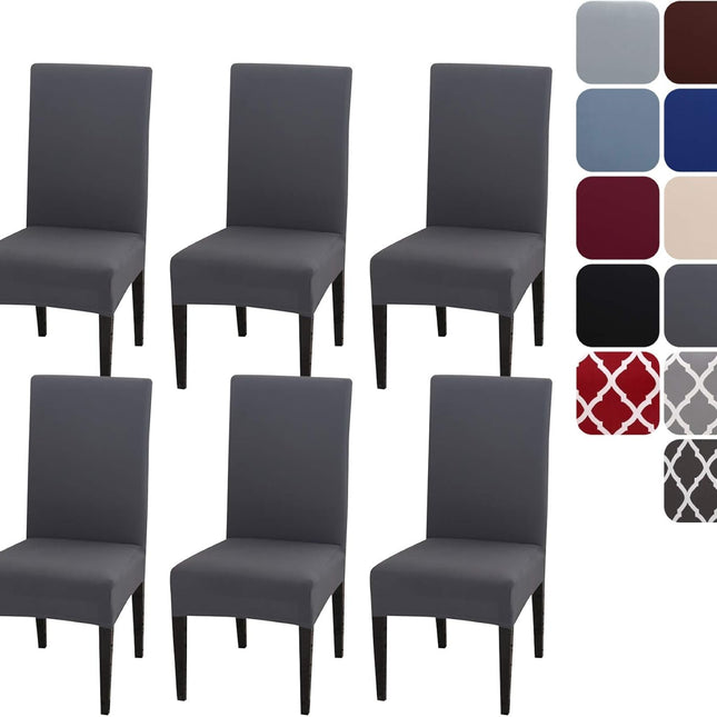 Stretch Chair Covers Set of 4 or 6, Removable Washable Slipcovers for Dining Chairs, Grey Pack of 6, for Home \u0026 Hotel Decoration.