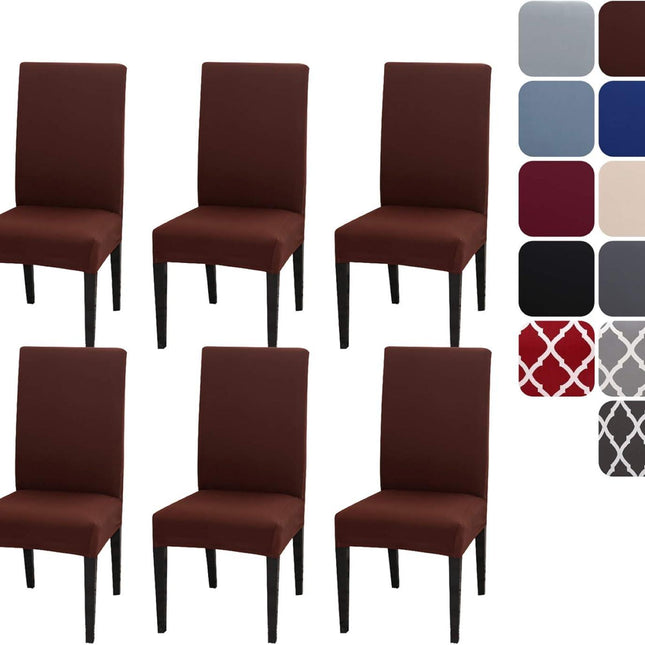 Set of 4 or 6 Chair Covers, Stretchy, Removable, Washable Chair Covers, Decorative Protectors for Hotel, Cafe -tfrf coffee 6pcs.