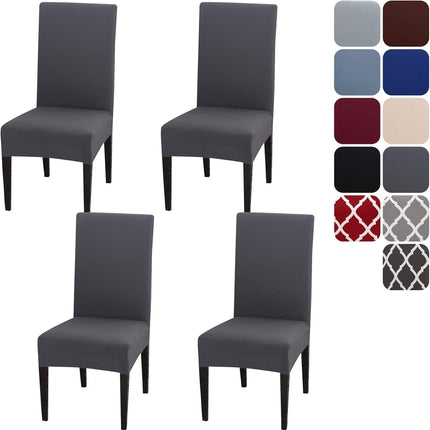 Stretch Washable Chair Covers Set of 4, Removable Decoration Protection Seat Covers for Hotel Use grey-tfrf grey.