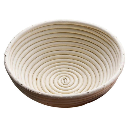 Round Handmade Rattan Bread Proofing Basket 23x8cm Compatible with Artisan Baking.