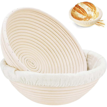 Round Handmade Rattan Bread Proofing Basket 23x8cm Compatible with Artisan Baking.