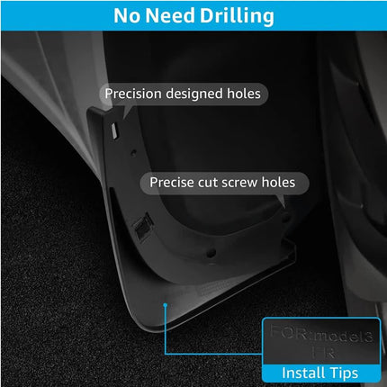 Tesla Model 3 Mud Guards Set of 4 Front and Rear Fenders White Compatible with Tesla.