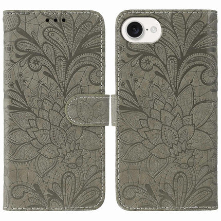 Compatible with Apple iPhone 16e Lace Flowers PU Leather Flip Wallet Case.