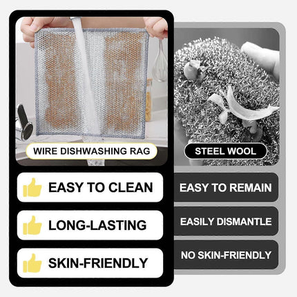 6-Pack Multifunctional Double Layer Steel Wire Dish Cloths.