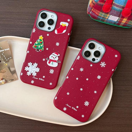 Compatible with Apple iPhone 16 Pro Max Case 3D Christmas Frosted PC Hybrid TPU Cover.