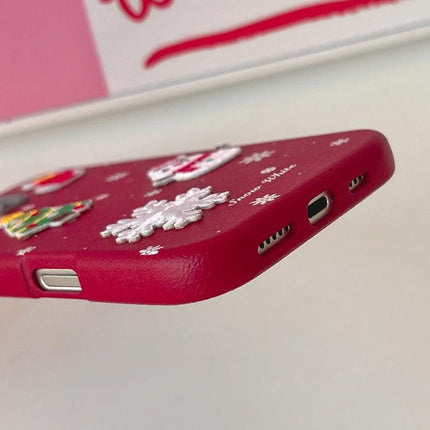 Compatible with Apple iPhone 16 Pro Max Case 3D Christmas Frosted PC Hybrid TPU Cover.