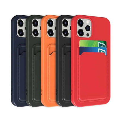 Compatible with Apple iPhone 13 Silicone Case with Card Holder Black.