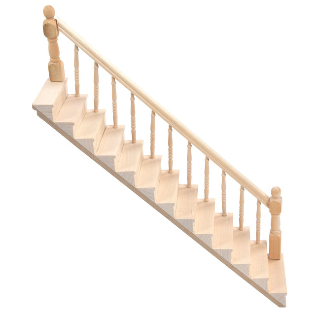 1/12 Scale Dollhouse Staircase DIY Miniature Smooth Rounded Corners Birch Material for Crafts.