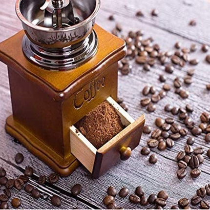 Retro Wooden Coffee Grinder Hand-Cranked Ceramic Burr Compatible with Braun Oral-B Philips.
