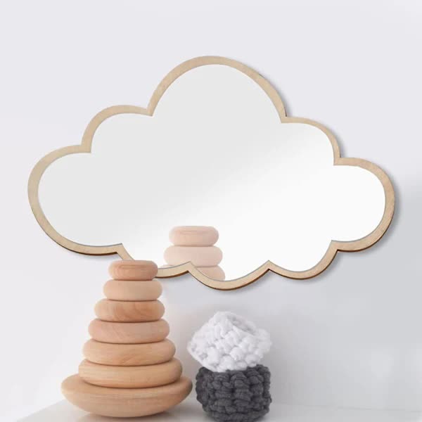 Clouds Wall Mirror for Kids Rooms, Child-Safe Real Acrylic Mirror, Nursery Decor.