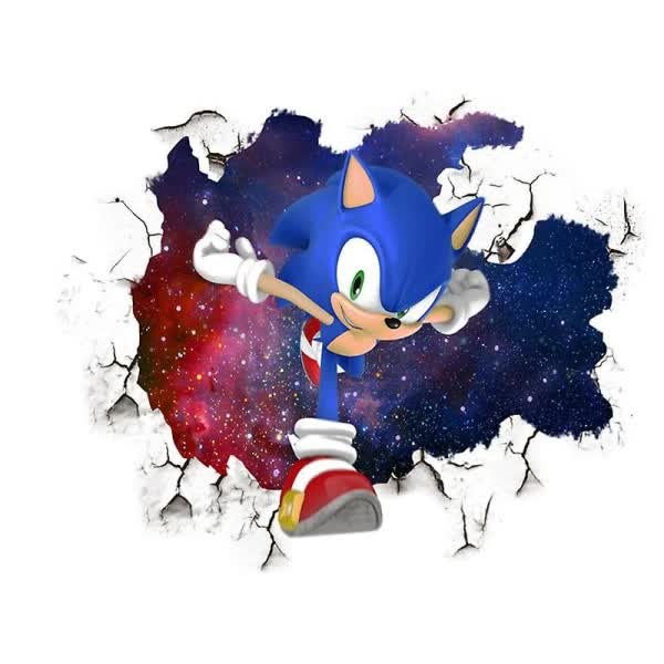 3D Sonic Wall Sticker for Kids Room Graffiti Decoration.